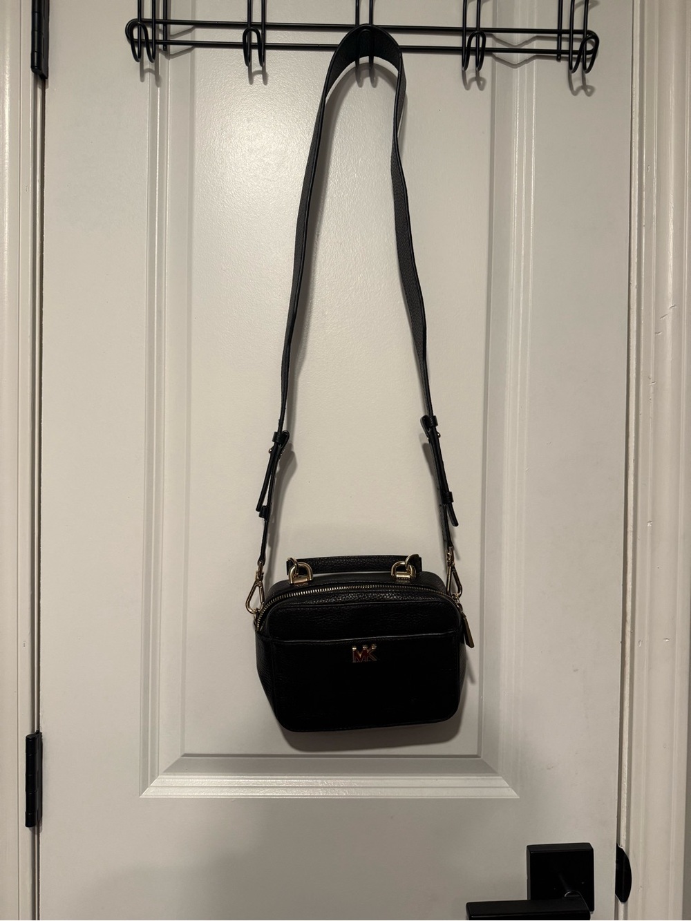 Michael Kors Black Crossbody Camera BAG with Gold Hardware